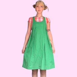 Xs vintage green apron/overall dress